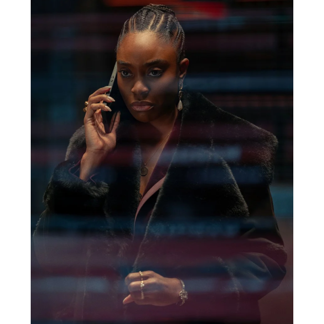 Anita Joy Uwajeh Fightland Black Fur Jacket