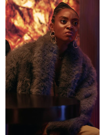 Anita Joy Uwajeh Fightland Cece Gray Fur Coat