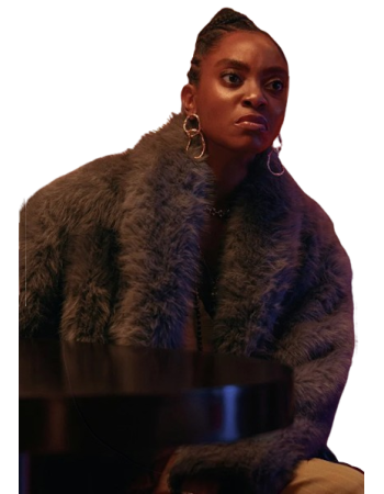 Anita Joy Uwajeh Fightland Cece Gray Fur Coat