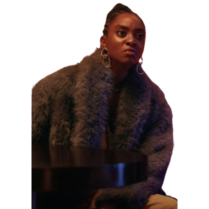 Anita Joy Uwajeh Fightland Cece Gray Fur Coat