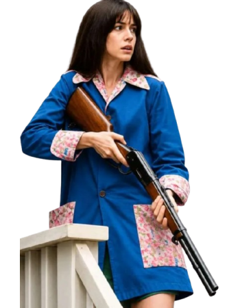 Anne Hathaway End of Oak Street Floral Cotton Coat