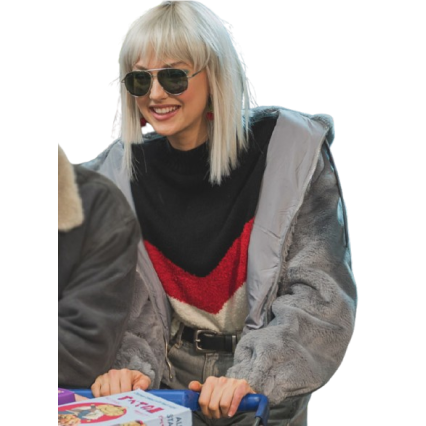 April X 2025 Lilly Krug Gray Fur Coat