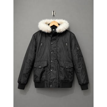 Black Hooded Parka Jacket