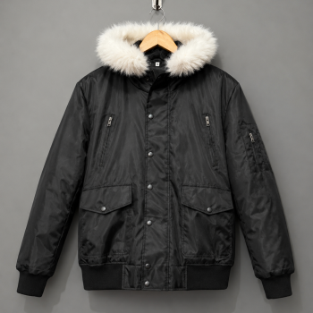 Black Hooded Parka Jacket