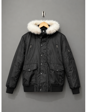 Black Hooded Parka Jacket