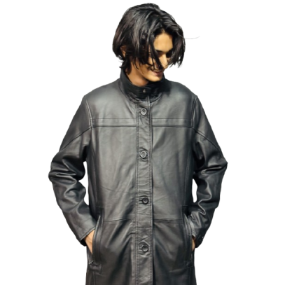 Black Leather Coat Vintage Oversized Leather Jacket