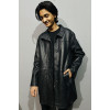 Black Leather Coat Vintage Oversized Leather Jacket