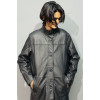 Black Leather Coat Vintage Oversized Leather Jacket