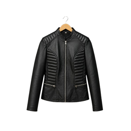 Black Quilted Leather Biker Jacket