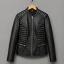 Black Quilted Leather Biker Jacket