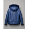 Blue Leather Aviator Shearling Jacket