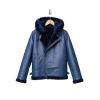 Blue Leather Aviator Shearling Jacket