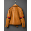 Brown Striped Leather Biker Jacket
