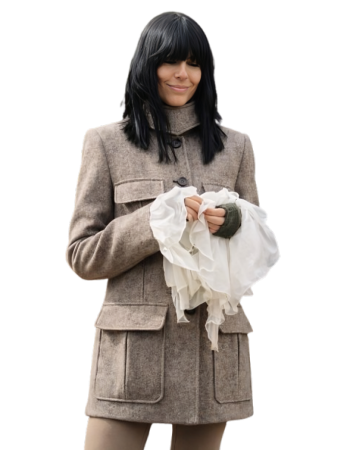 Celebrity Traitors Claudia Winkleman Grey Coat