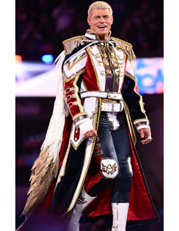 Cody Rhodes White Military Leather Coat