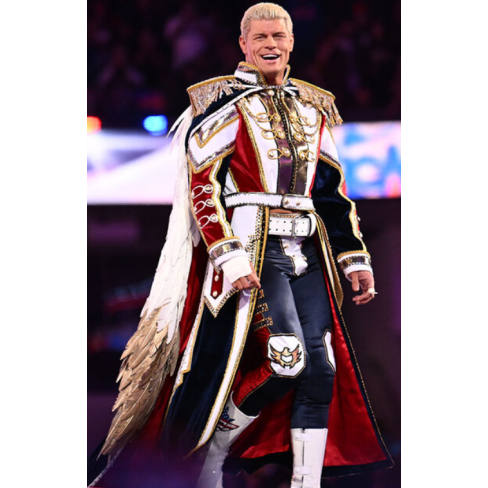 Cody Rhodes White Military Leather Coat