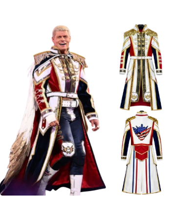 Cody Rhodes White Military Leather Coat