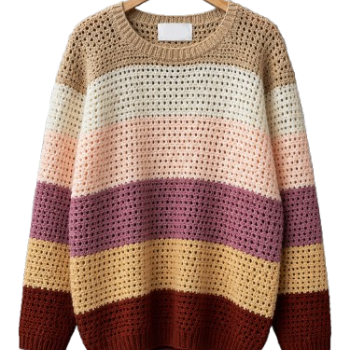 Color Block Open Knit Sweater