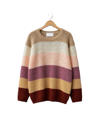 Color Block Open Knit Sweater