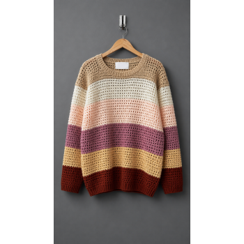 Color Block Open Knit Sweater