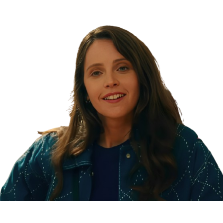 Felicity Jones Oh What Fun Channing Blue Jacket