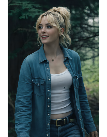 Kathryn Newton Ready or Not 2 Denim Shirt
