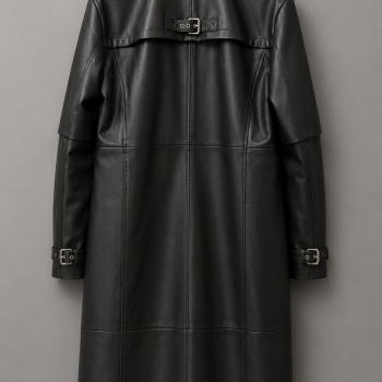 Long Gothic Black Leather Trench Coat
