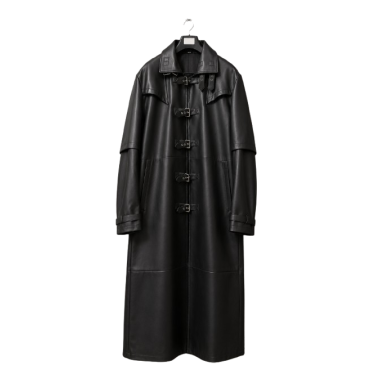 Long Gothic Black Leather Trench Coat