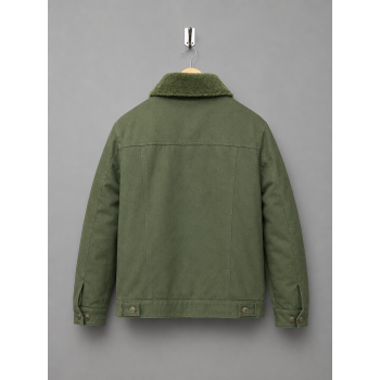 Olive Green Denim Shearling Jacket