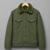 Olive Green Denim Shearling Jacket