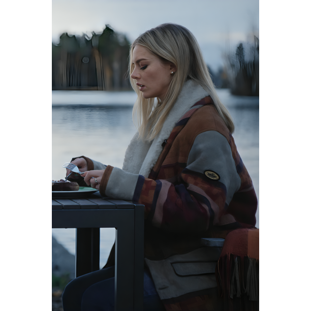 Over Your Dead Body Samara Weaving Shearling Coat