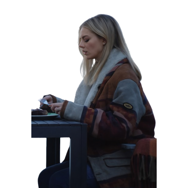 Over Your Dead Body Samara Weaving Shearling Coat