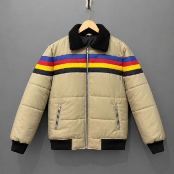 Retro Rainbow Striped Puffer Jacket