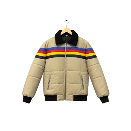 Retro Rainbow Striped Puffer Jacket