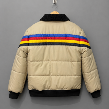 Retro Rainbow Striped Puffer Jacket