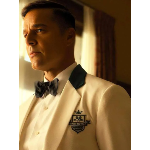 Ricky Martin Palm Royale White Crop Blazer