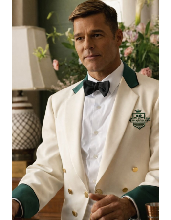 Ricky Martin Palm Royale White Crop Blazer