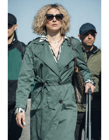 Salvador Carla Green Trench Coat
