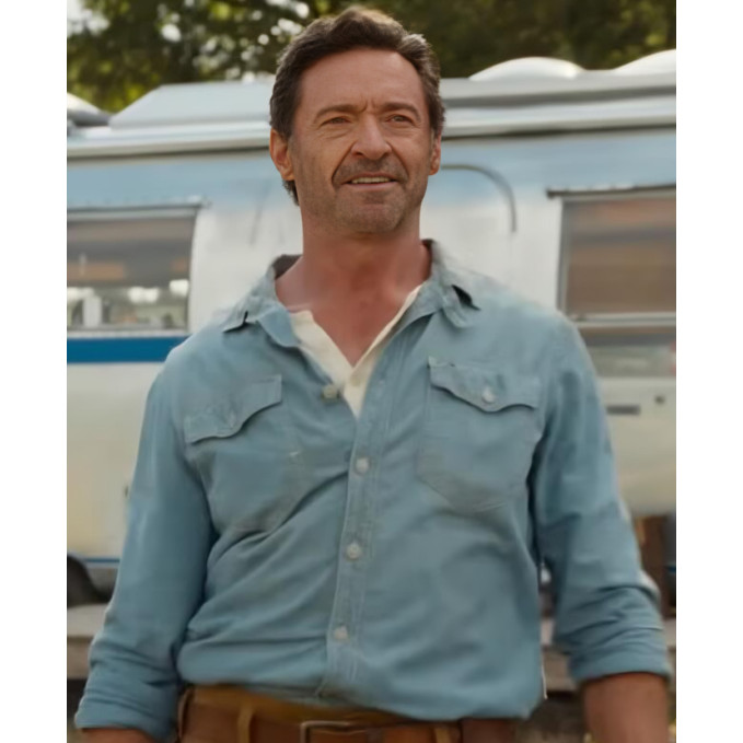 The Sheep Detectives Hugh Jackman Blue Shirt