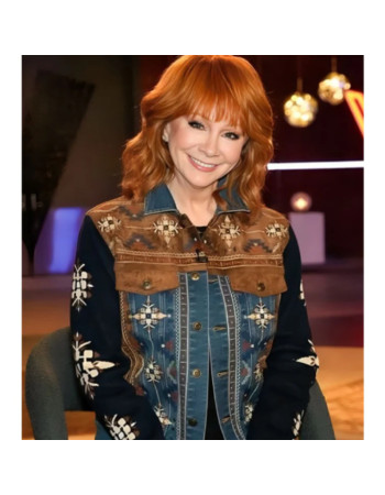 The Voice Reba McEntire Embroidered Suede Denim Jacket