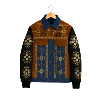 The Voice Reba McEntire Embroidered Suede Denim Jacket