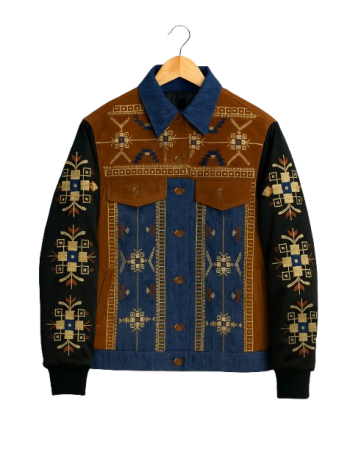 The Voice Reba McEntire Embroidered Suede Denim Jacket
