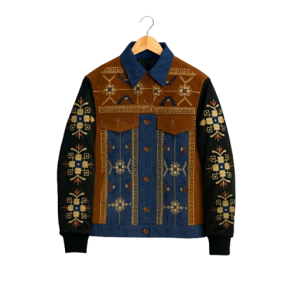 The Voice Reba McEntire Embroidered Suede Denim Jacket