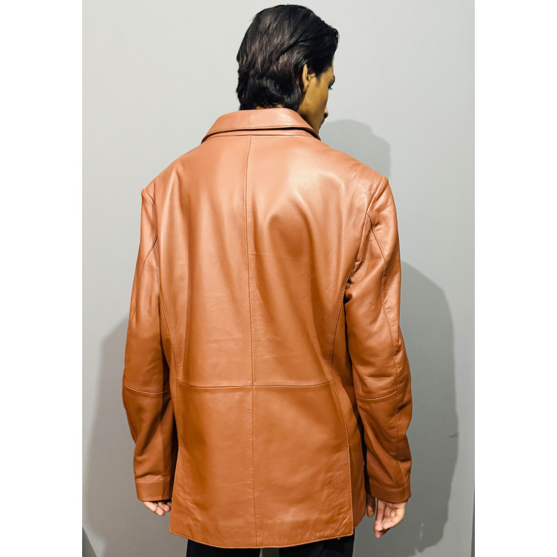 Vintage Brown Leather Blazer Jacket