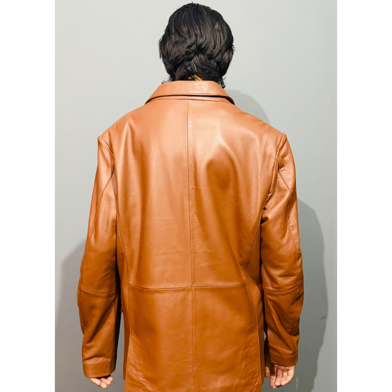 Vintage Brown Leather Blazer Jacket