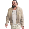 Wrecking Crew Jason Momoa Beige Leather Jacket