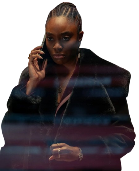 Anita Joy Uwajeh Fightland 2026 Black Fur Jacket