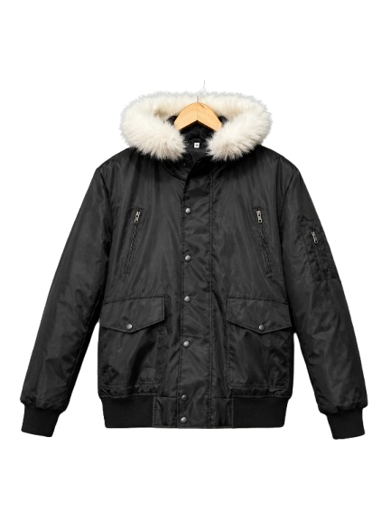 Black Hooded Parka Jacket