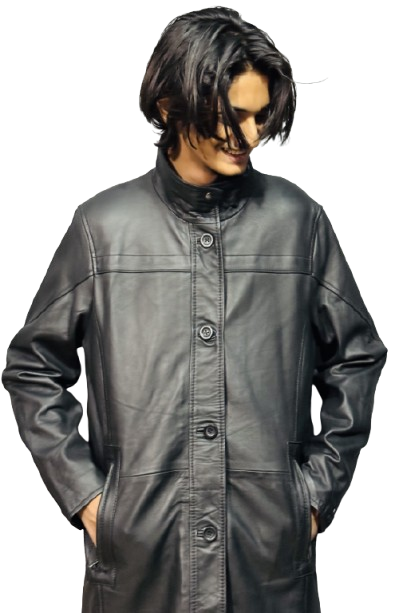 Black Leather Coat Vintage Oversized Outfit By Miami Jacket