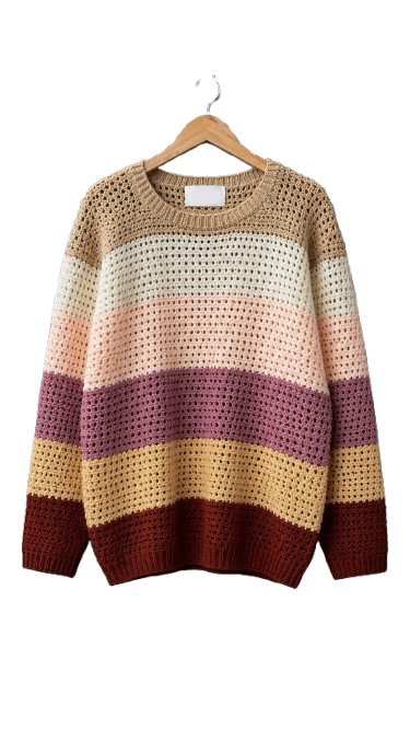 Color Block Open Knit Sweater